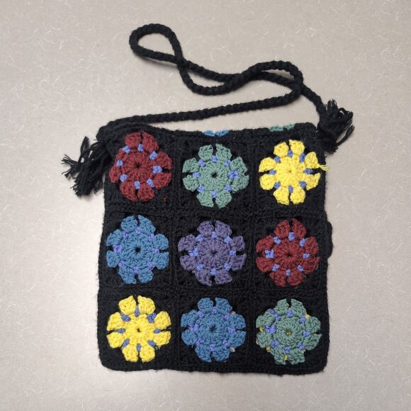 Granny Square Afghan Crochet Bag Handmade Shoulder Cross Body Purse Tote - Picture 4 of 5